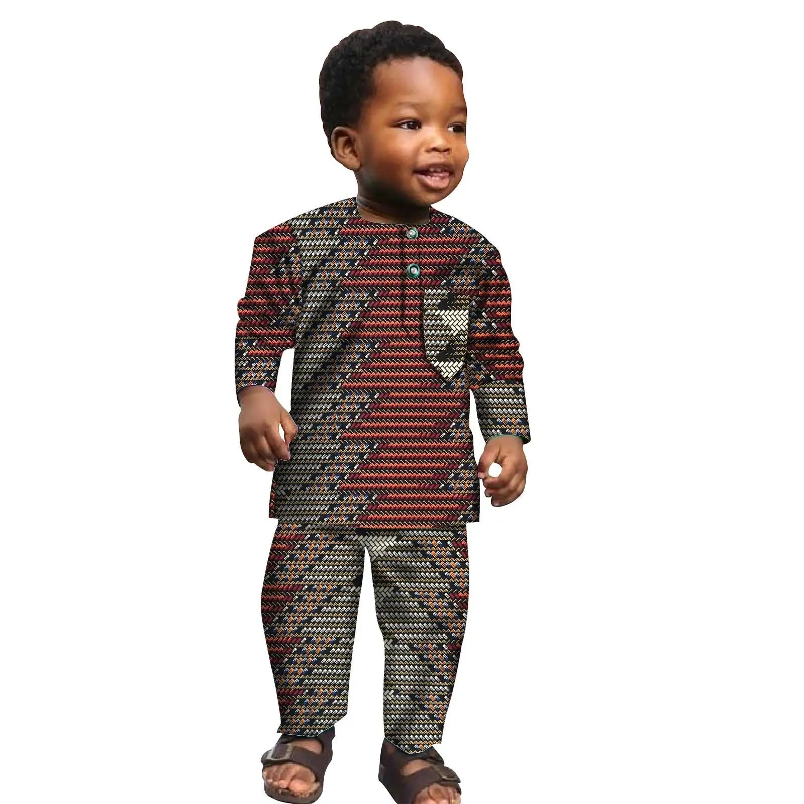 Ensemble Africain Garçon 2 Pièces – Chemise & Pantalon FelizShop