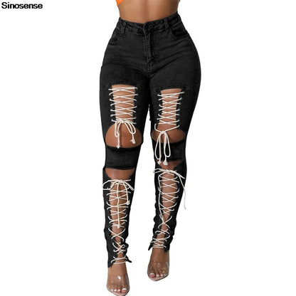 Women's Lace Up Skinny Jeans Stretch Distressed Destroyed Denim Pants Sexy Daily Date Street Going Out Night Club Party Jeans
🚚Livraison gratuite rapide et sécurisé FR FelizShop