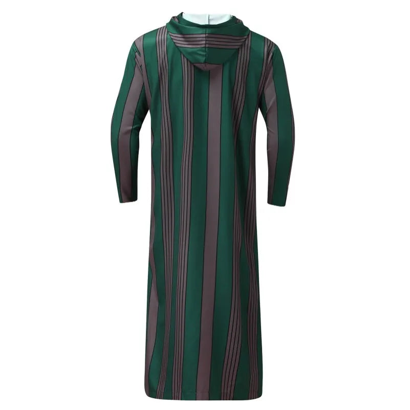Robe Musulmane Homme 2024 – Patchwork Rayé, Capuche & Style Streetwear🚚Livraison rapide gratuite et sécurisée FelizShop