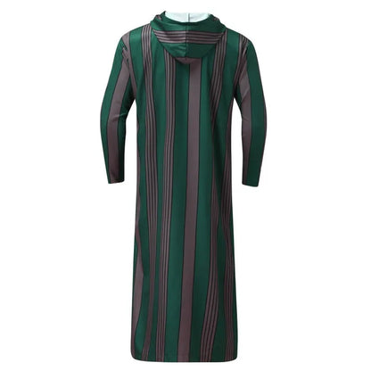 Robe Musulmane Homme 2024 – Patchwork Rayé, Capuche & Style Streetwear🚚Livraison rapide gratuite et sécurisée FelizShop