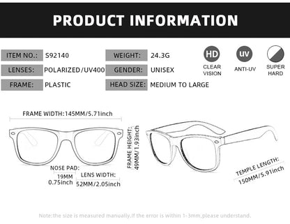 Lunettes de Soleil Rétro Polarisées – Style Carré Unisexe – Anti-Éblouissement & UV400🚚 Livraison rapide en 8 à 12 jours ouvrés depuis la France FelizShop