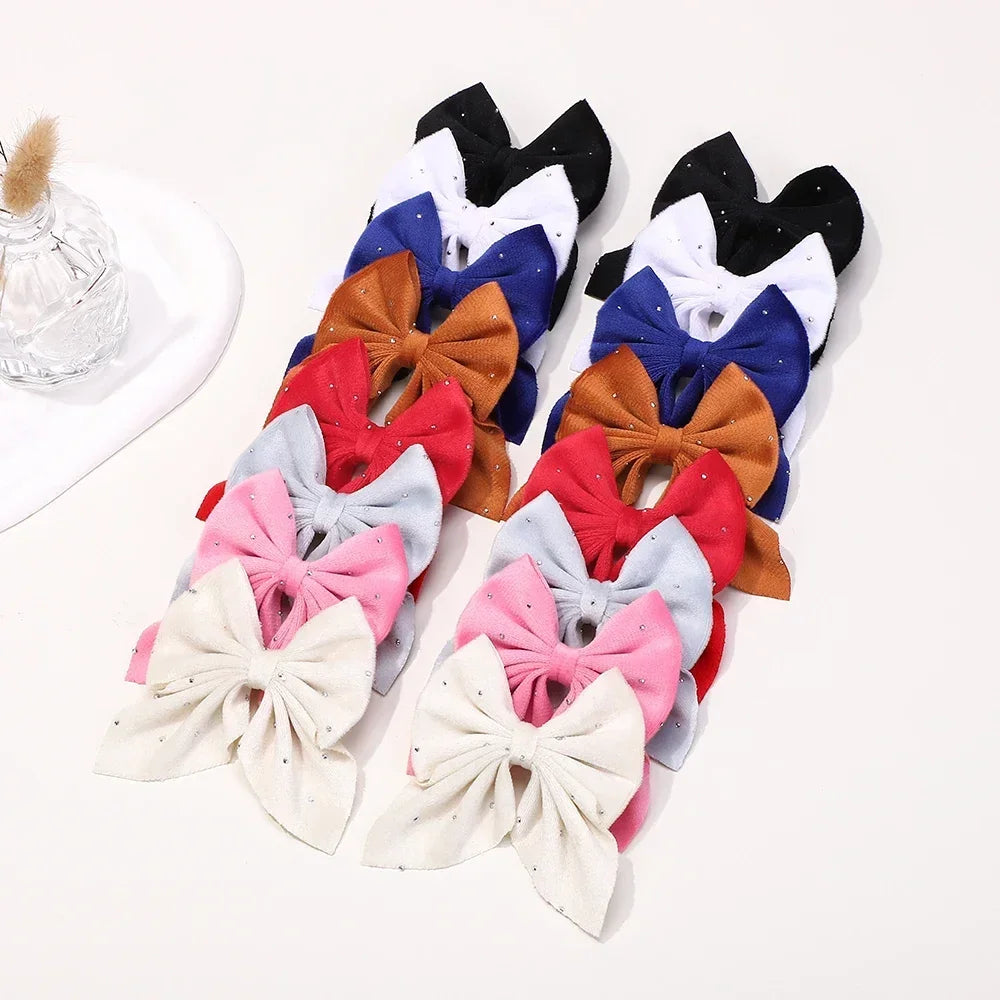 Barrettes Nœud Rouge Velours pour Fille – Lot de 2 Accessoires Cheveux à Pois Étoilés FelizShop