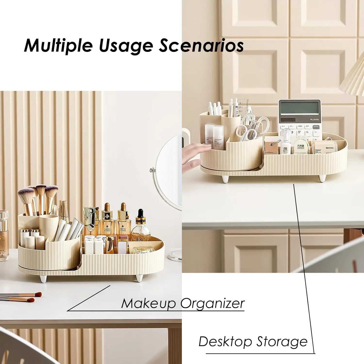 Organisateur de Maquillage Rotatif – Grande Capacité & Support Pinceaux – Rangement Élégant pour Coiffeuse🚚 Livraison rapide en 8 à 12 jours ouvrés depuis la France FelizShop