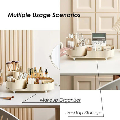 Organisateur de Maquillage Rotatif – Grande Capacité & Support Pinceaux – Rangement Élégant pour Coiffeuse🚚 Livraison rapide en 8 à 12 jours ouvrés depuis la France FelizShop