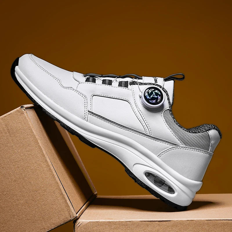 Chaussures de Sport Homme 2025 – Cuir Imperméable, Design Élastique avec Fermeture Tournante, Semelle à Coussin d’Air, Absorption des Chocs, Look Urbain Classique🚚 Livraison rapide en 8 à 12 jours ouvrés depuis la FelizShop