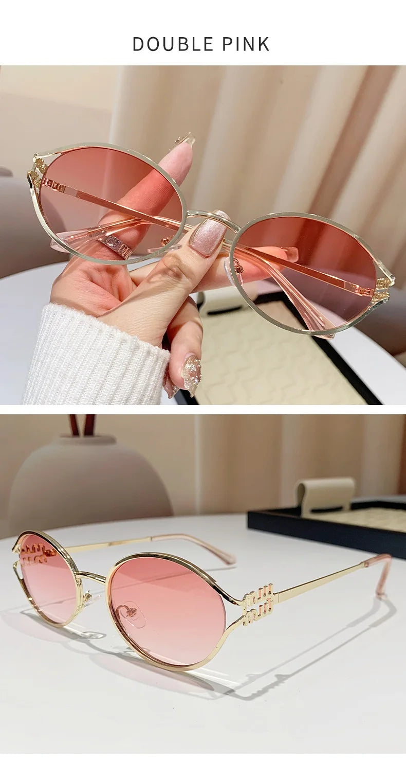 vintage small oval alloy sunglasses women new fashion brand elegant sexy sun glasses ladies trendy driving gradient shades uv400 🚚 Livraison rapide en 8 à 12 jours ouvrés depuis la France FelizShop