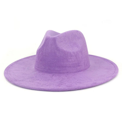 9.5 CM Big Brim Jazz Fedora Hats Men Suede Fabric Heart Top Felt Cap Women Luxury Designer Brand Party Green Fascinator Hats FelizShop