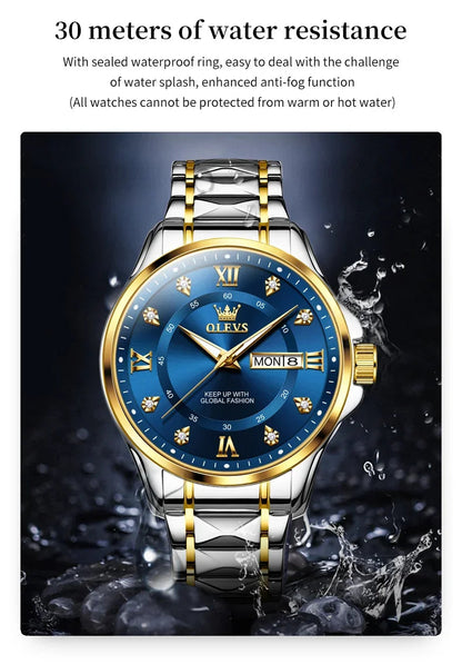 Montres Couple OLEVS 2906 – Montre Homme & Femme Quartz Luxe Étanche Acier FelizShop