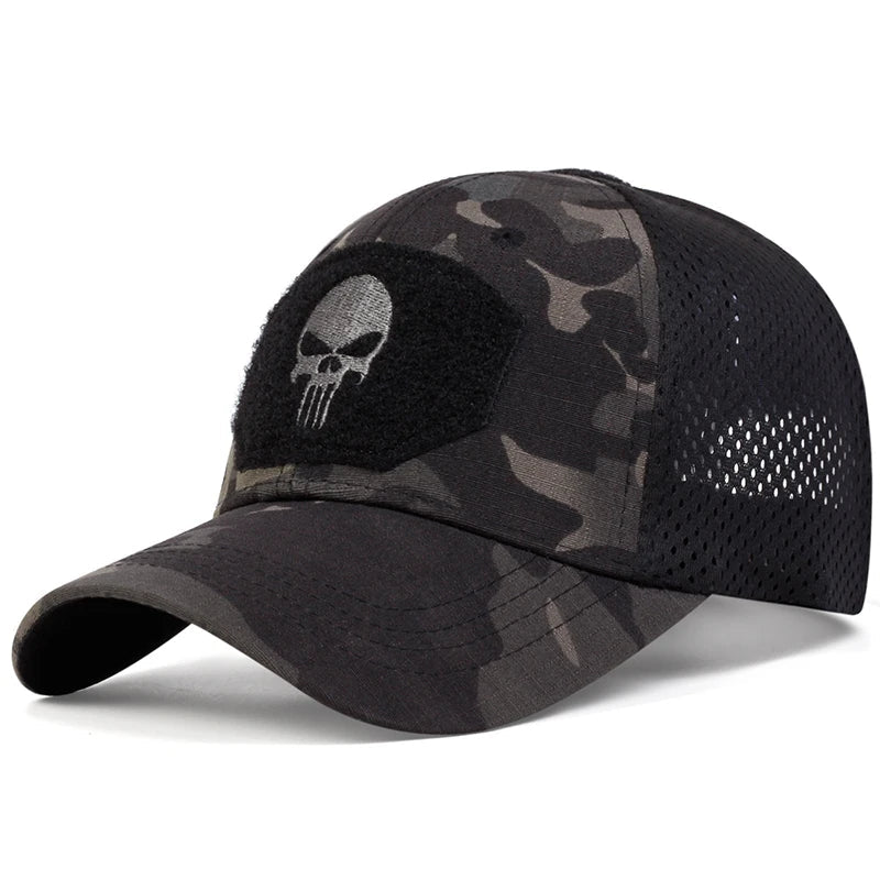 Unisex Skull Embroidery Baseball Net Caps Spring Summer Outdoor Sunscreen Hat Adjustable Casual Trucker Hats FelizShop