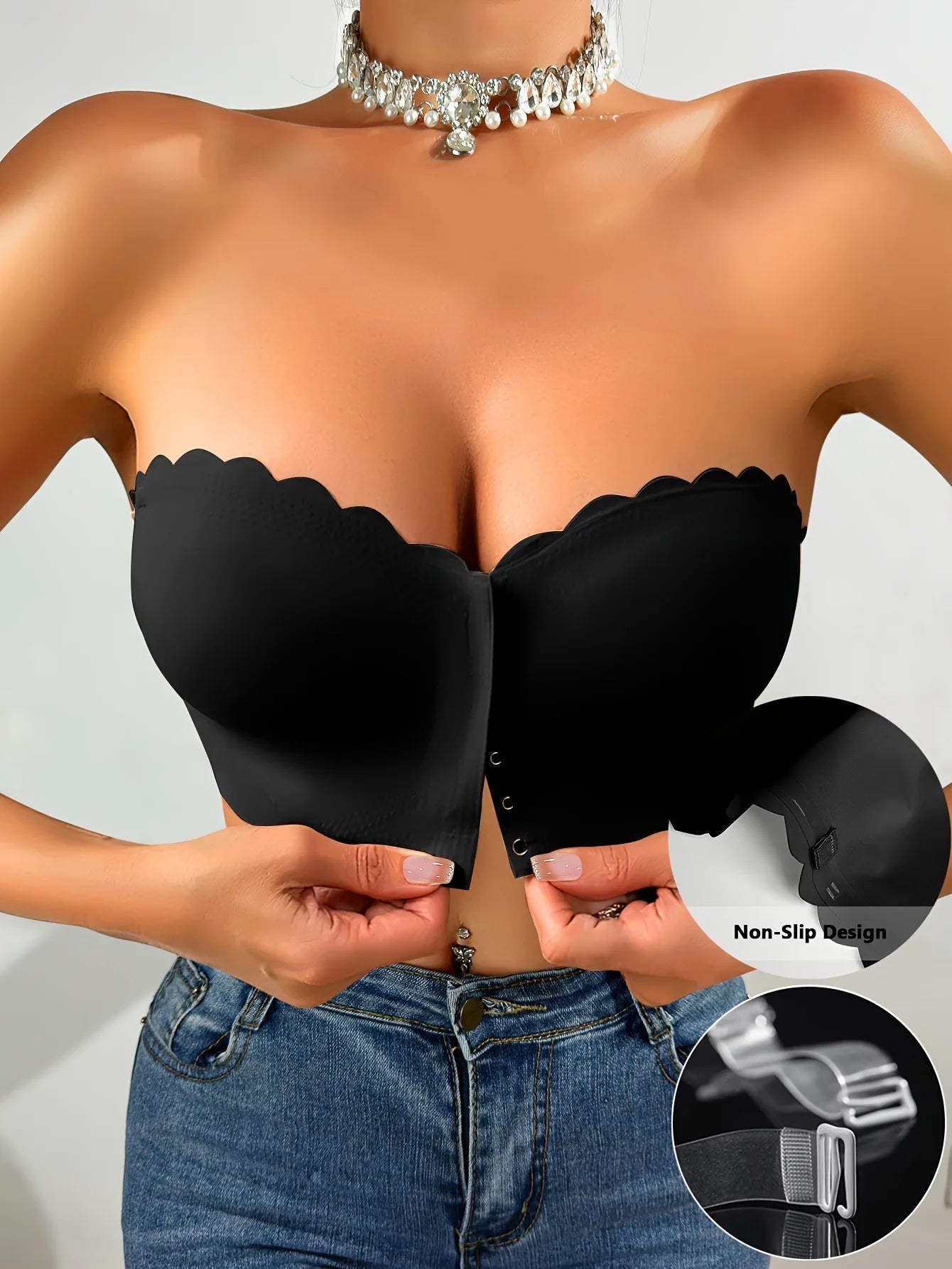 Soutien-gorge sans armature à fermeture frontale – Lisse, respirant, confortable – Couleur unie – Effet push-up, invisible sans traces
🚚 Livraison rapide en 8 à 12 jours ouvrés depuis la France FelizShop