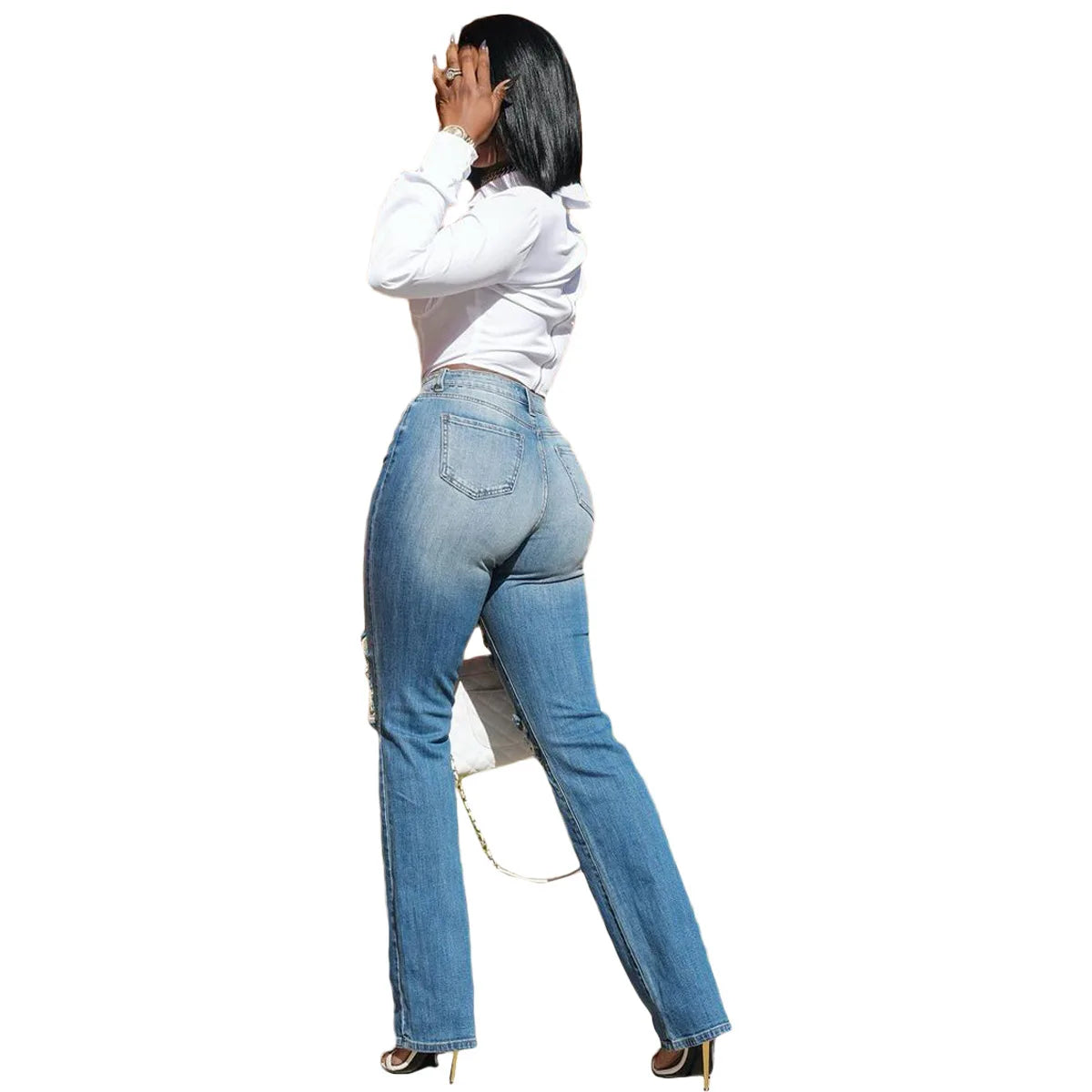 Hole Jeans Women Straight Pants Strecth High Strecth 2025 Streetwear Denims Washed Distressed Pockets Vintage Ripped Trousers
🚚Livraison gratuite rapide et sécurisé FR FelizShop