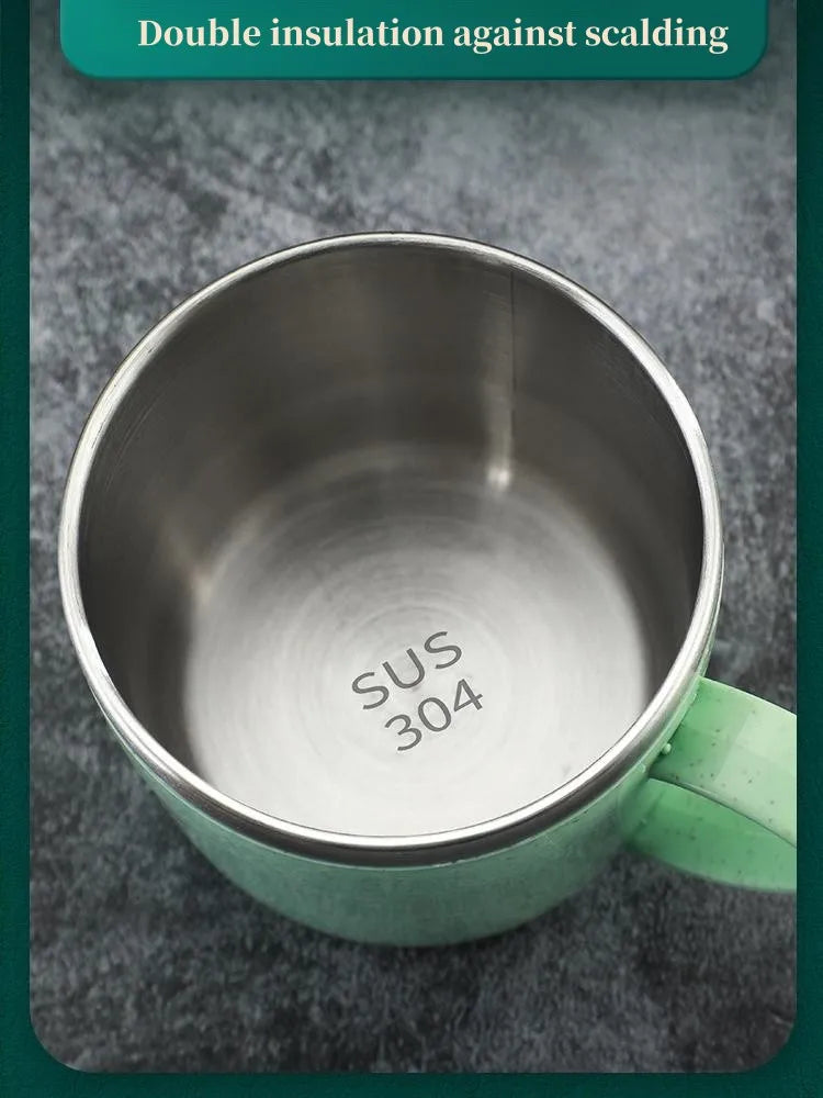 Tasse Inox Double Paroi – Anse Plastique Anti-Chaleur FelizShop