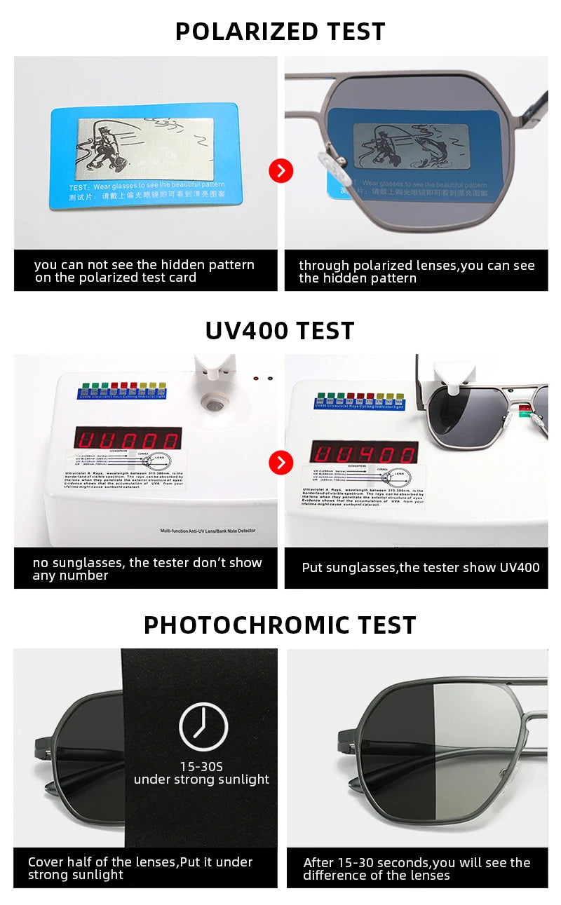 Lunettes de Soleil Photochromiques de Luxe – Polarisées & Anti-Éblouissement – Unisexe UV400🚚 Livraison rapide en 8 à 12 jours ouvrés depuis la France FelizShop