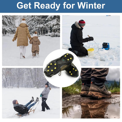 Crampons Antidérapants 10 Pointes – Griffe de Neige Universelle pour Chaussures, Randonnée, Alpinisme et Marche en Extérieur, Unisexe FelizShop