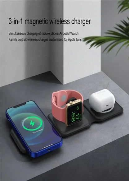 Chargeur magnétique sans fil 3-en-1 à charge rapide — Compatible iPhone 16, 15, 14 Pro Max, AirPods, Apple Watch — Support pliable pour téléphone portable
🚚 Livraison rapide en 8 à 12 jours ouvrés FelizShop