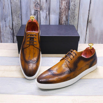 Chaussures en cuir casual haut de gamme pour homme — Style britannique classique, faites main — Chaussures plates confortables pour rendez-vous, soirées et fêtes🚚 Livraison rapide en 8 à 12 jours ouvrés depuis la F FelizShop
