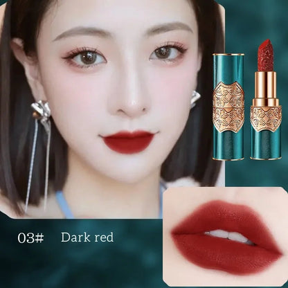 Rouge à Lèvres Gravé Rétro – Rouge Chinois Velours Mat | Waterproof, Non-Transfert & Édition Élégante🚚 Livraison rapide FelizShop