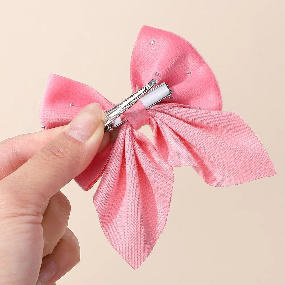 Barrettes Nœud Rouge Velours pour Fille – Lot de 2 Accessoires Cheveux à Pois Étoilés FelizShop