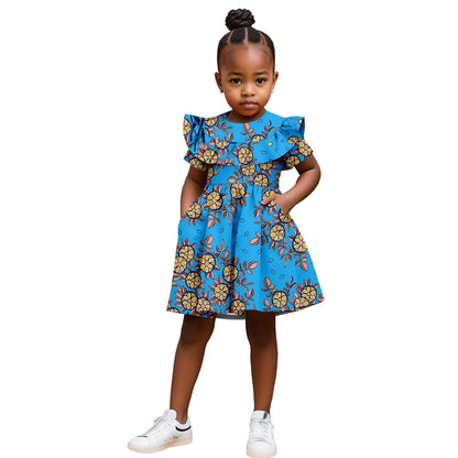 Robe Africaine Fille – Imprimé Wax Dashiki à Volants Été FelizShop