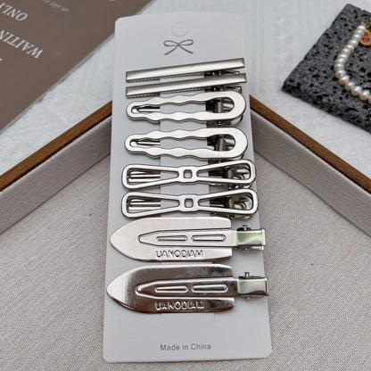 Lot de 8 Barrettes Cheveux Métal Argentées – Style Coréen & Géométrique FelizShop