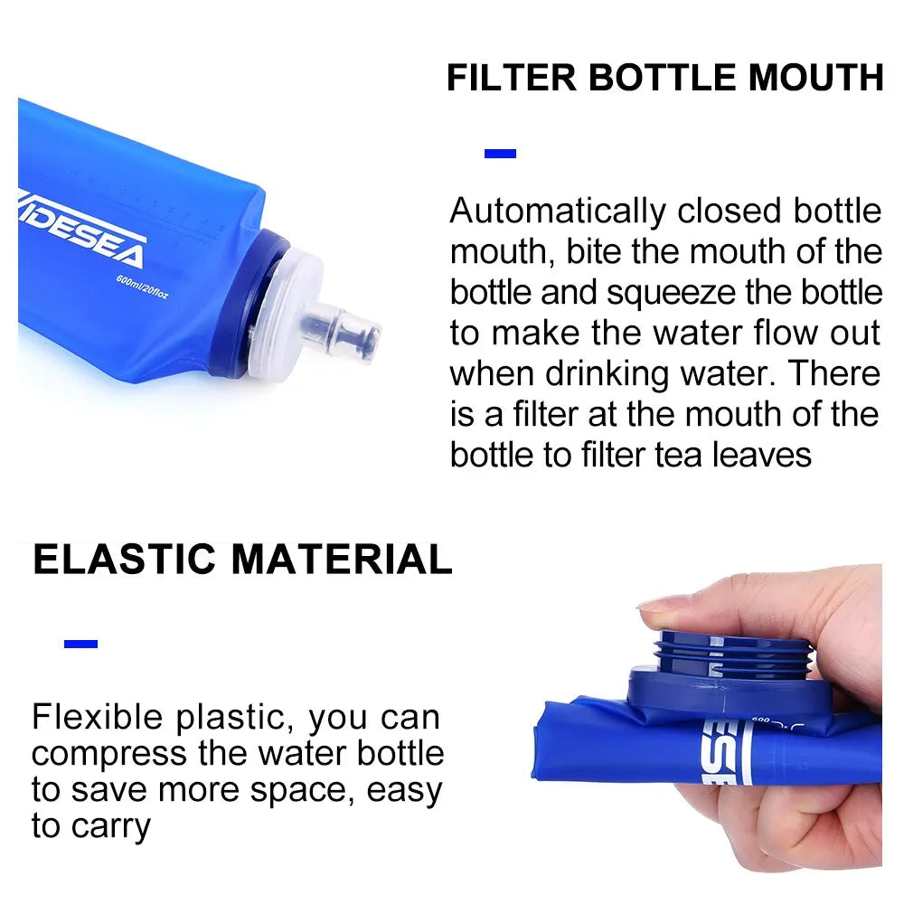 Widesea Gourde souple de camping 600 ml — Bouteille pliable pour sport et randonnée — Hydratation portable sans BPA, idéale pour vélo, course et taille
🚚 Livraison rapide en 8 à 12 jours ouvrés depuis la France FelizShop