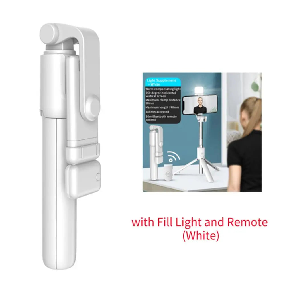 Perche à Selfie Bluetooth Portable avec Trépied – Télécommande Sans Fil, Lumière d’Appoint, Support Téléphone Rétractable et Extensible 🚚 Livraison rapide en 8 à 12 jours ouvrés depuis la France ou nos entrep FelizShop