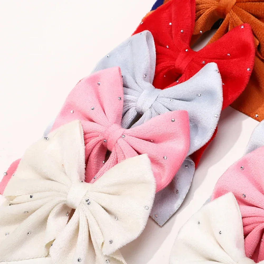 Barrettes Nœud Rouge Velours pour Fille – Lot de 2 Accessoires Cheveux à Pois Étoilés FelizShop