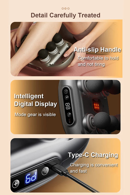 Pistolet de massage fascia haute fréquence — Appareil de massage musculaire dos et taille, 6 têtes interchangeables — Massage professionnel pour le corps et les épaules🚚 Livraison rapide en 8 à 12 jours ouvrés dep FelizShop