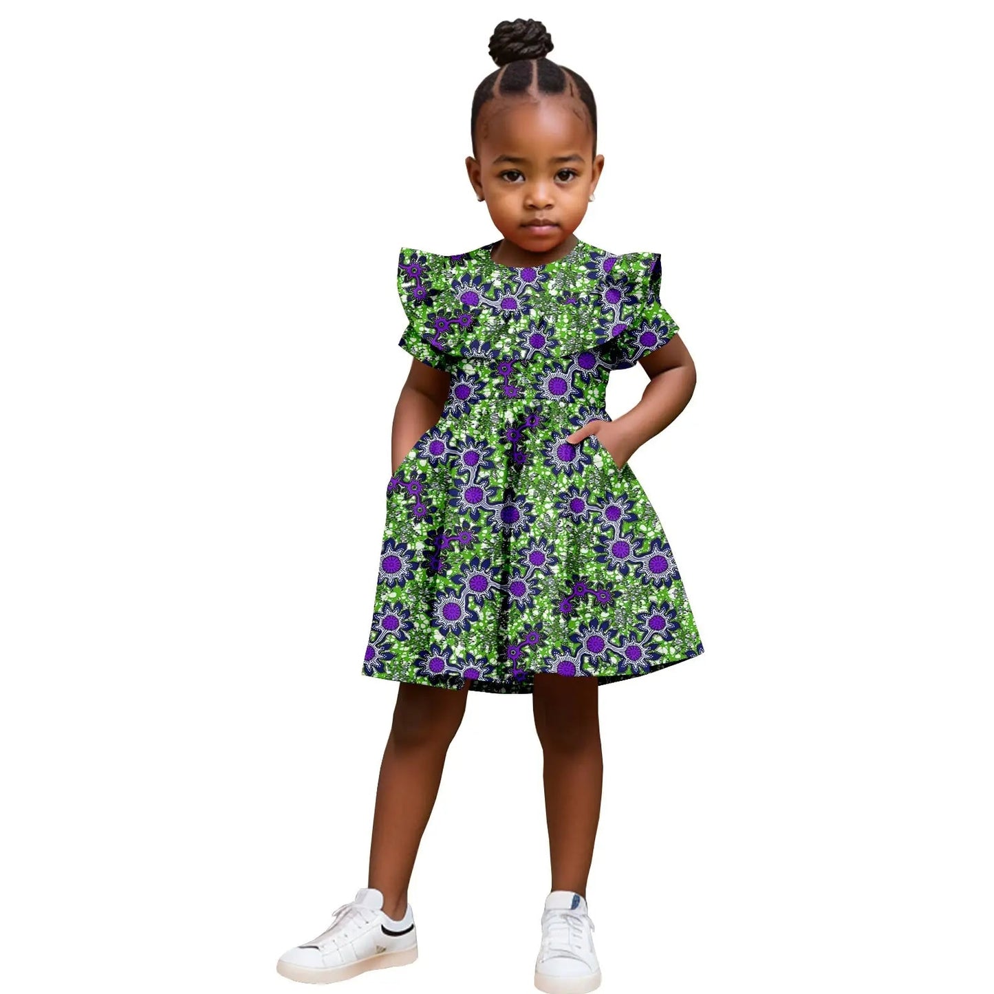 Robe Africaine Fille – Imprimé Wax Dashiki à Volants Été FelizShop