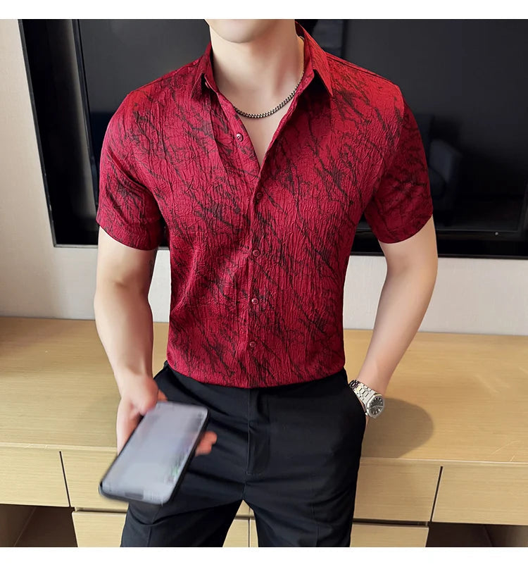 Chemise Slim Fit Homme Été – Jacquard Texturé & Design Élégant | Jusqu’au 4XL 🚚Livraison rapide gratuite et sécurisée FelizShop