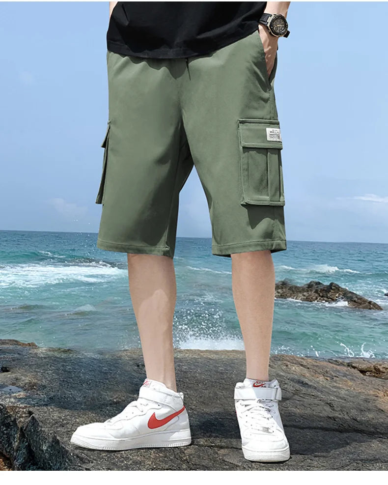 Cargo shorts men's summer loose-fitting five-point pants multi-pocket functional sports pants 🚚 Livraison rapide en 8 à 12 jours ouvrés depuis la France FelizShop