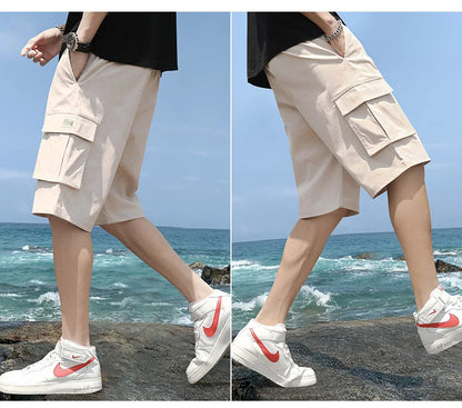 Cargo shorts men's summer loose-fitting five-point pants multi-pocket functional sports pants 🚚 Livraison rapide en 8 à 12 jours ouvrés depuis la France FelizShop