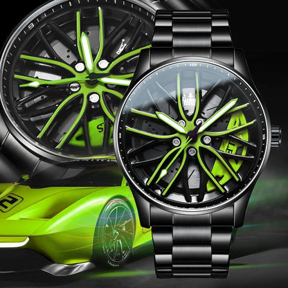 Montre Homme Sport Luxe – Quartz Acier Inoxydable Design Jante de Voiture FelizShop