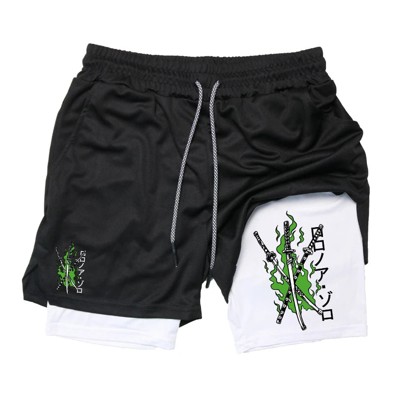 Shorts de compression homme avec poche téléphone — Sports, boucle serviette, entraînement gym — Imprimé été 2 en 1🚚 Livraison rapide en 8 à 12 jours ouvrés depuis la France FelizShop