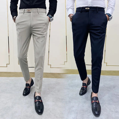 Pantalon Homme Slim Style Coréen – Mode Streetwear, Cheville Découverte🚚 Livraison rapide en 8 à 12 jours ouvrés depuis la France FelizShop