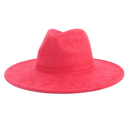 9.5 CM Big Brim Jazz Fedora Hats Men Suede Fabric Heart Top Felt Cap Women Luxury Designer Brand Party Green Fascinator Hats FelizShop