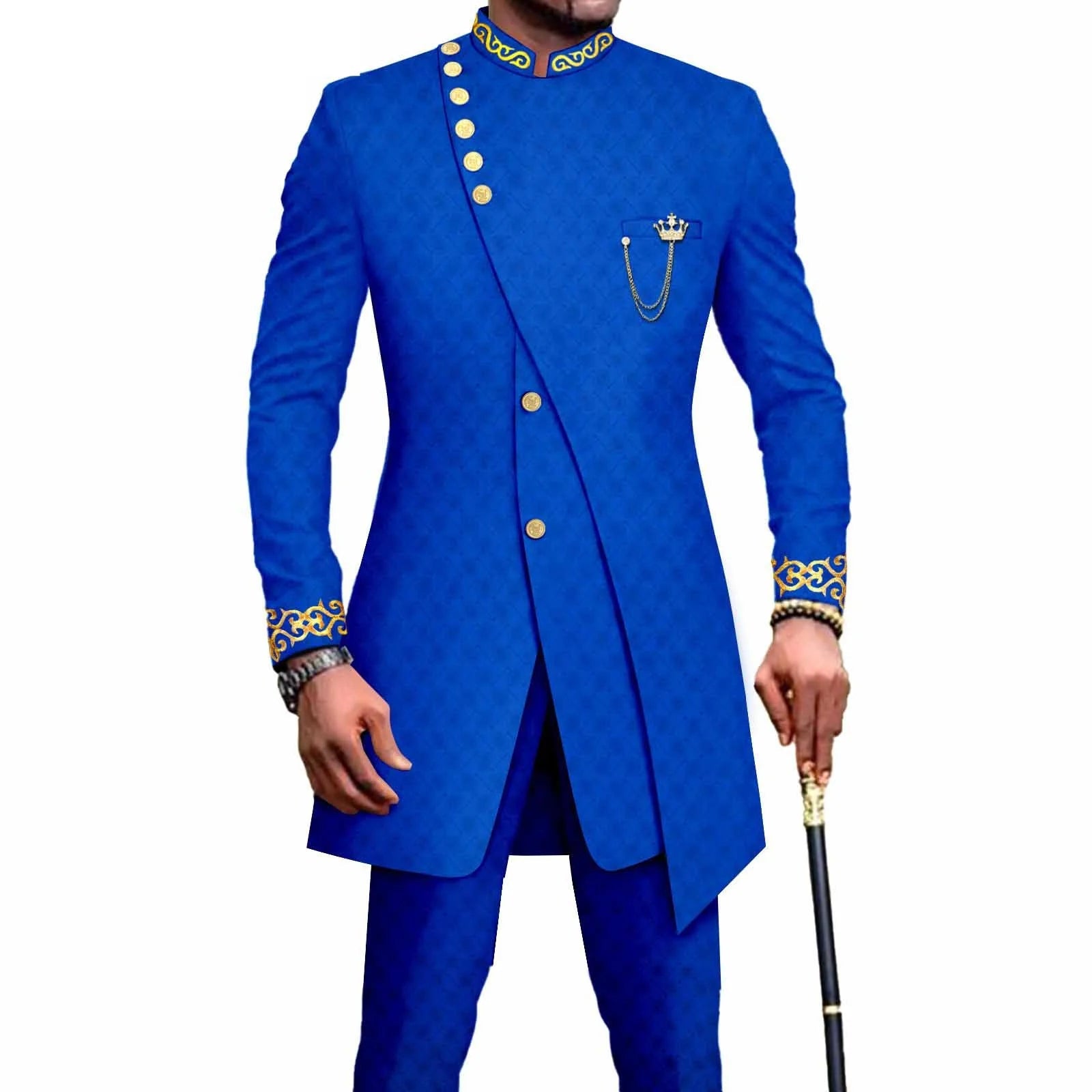 Costume Africain Homme – Blazer Brodé & Pantalon Slim FelizShop