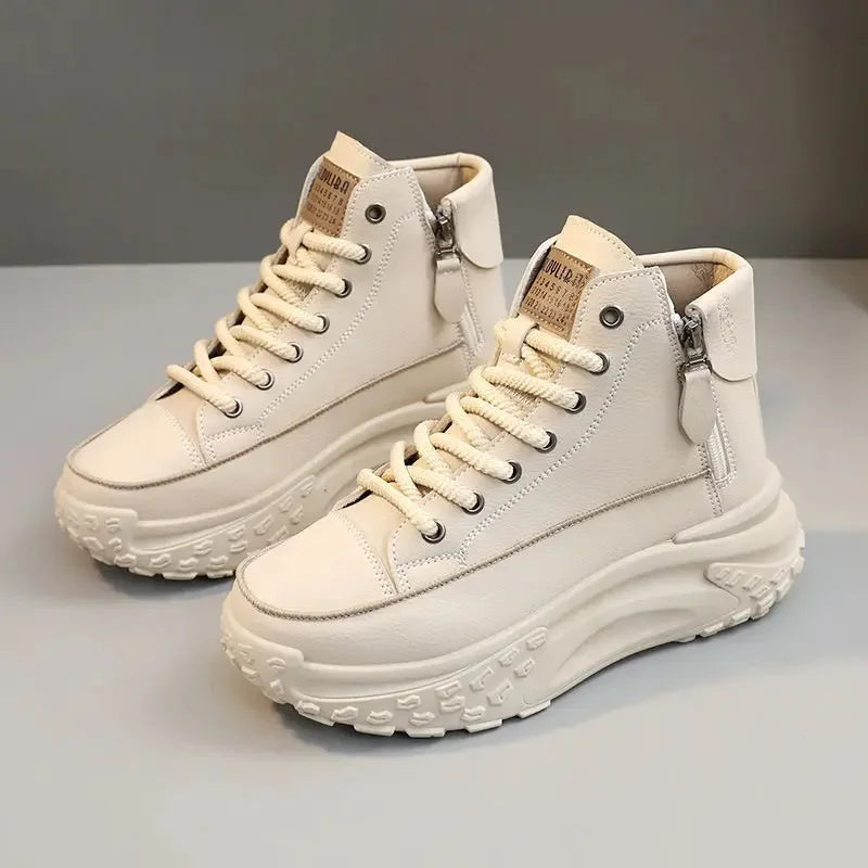 Baskets Montantes Femme Automne/Hiver 2024 – Chaussures Décontractées Légères à Semelle Épaisse avec Talon Intérieur Compensé, Idéales pour les Petites Statures🚚 Livraison rapide en 8 à 12 jours ouvrés depuis FelizShop