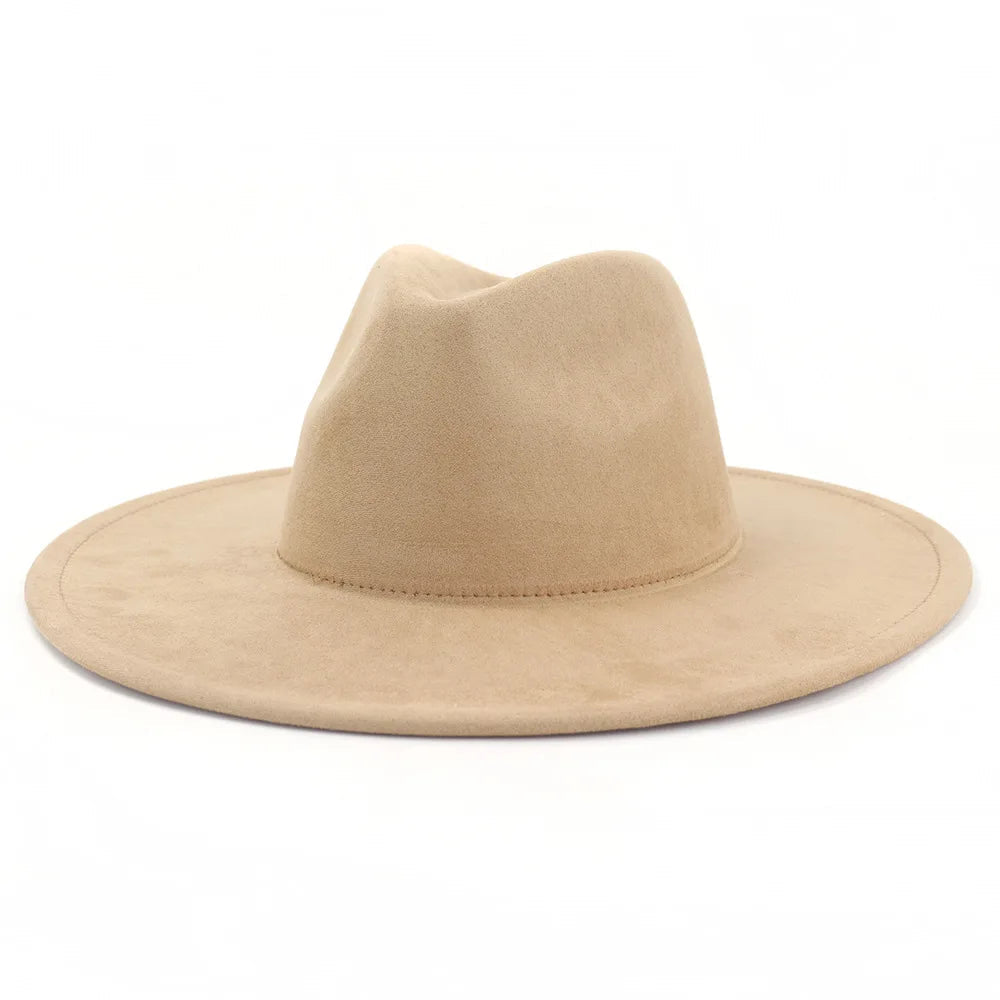 9.5 CM Big Brim Jazz Fedora Hats Men Suede Fabric Heart Top Felt Cap Women Luxury Designer Brand Party Green Fascinator Hats FelizShop