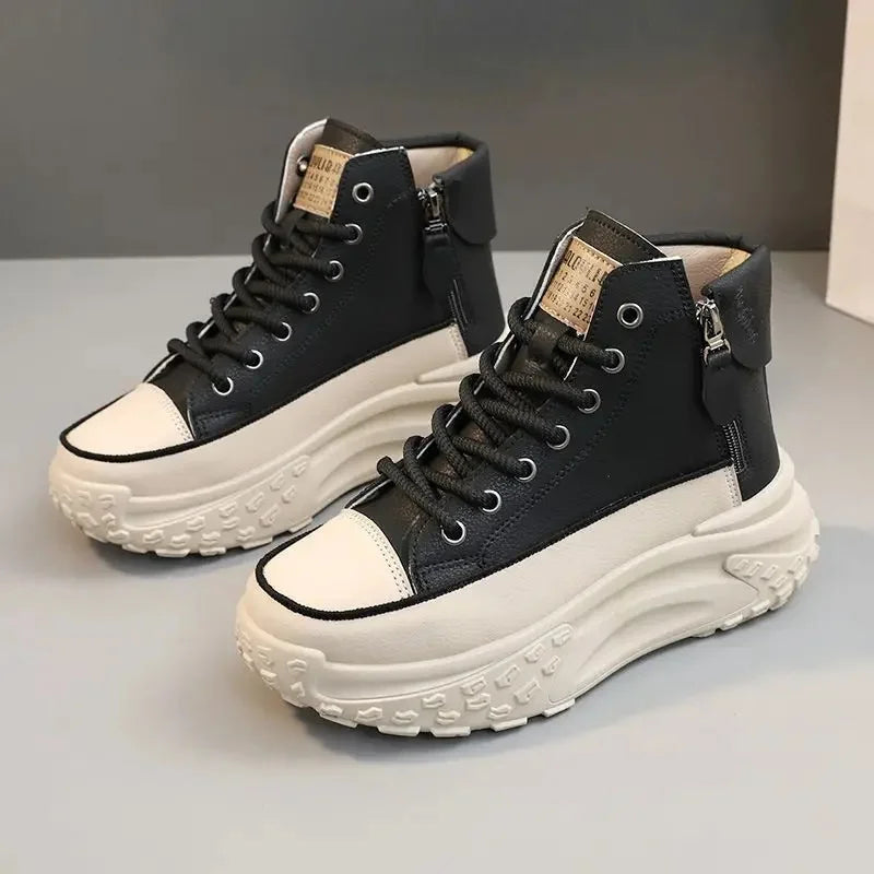 Baskets Montantes Femme Automne/Hiver 2024 – Chaussures Décontractées Légères à Semelle Épaisse avec Talon Intérieur Compensé, Idéales pour les Petites Statures🚚 Livraison rapide en 8 à 12 jours ouvrés depuis FelizShop