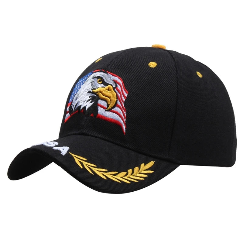 Casquette unisexe brodée aigle chauve & drapeau USA — Casquette baseball été outdoor — Anti-UV, protection solaire — Style hip-hop et sports🚚 Livraison rapide FelizShop