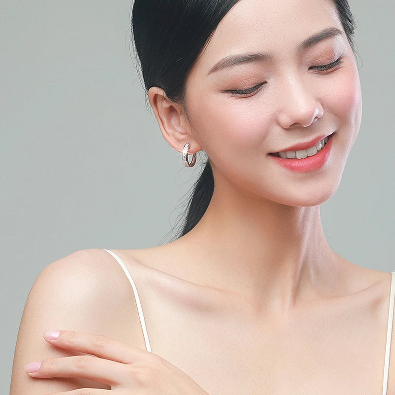 Nouvelles boucles d’oreilles en argent sterling 925 – Anneaux ronds ornés de zircon brillant, bijoux élégants et tendance pour femme, parfaits en cadeau d’anniversaire.🚚 Livraison rapide en 8 à 12 jours ouvrés d FelizShop