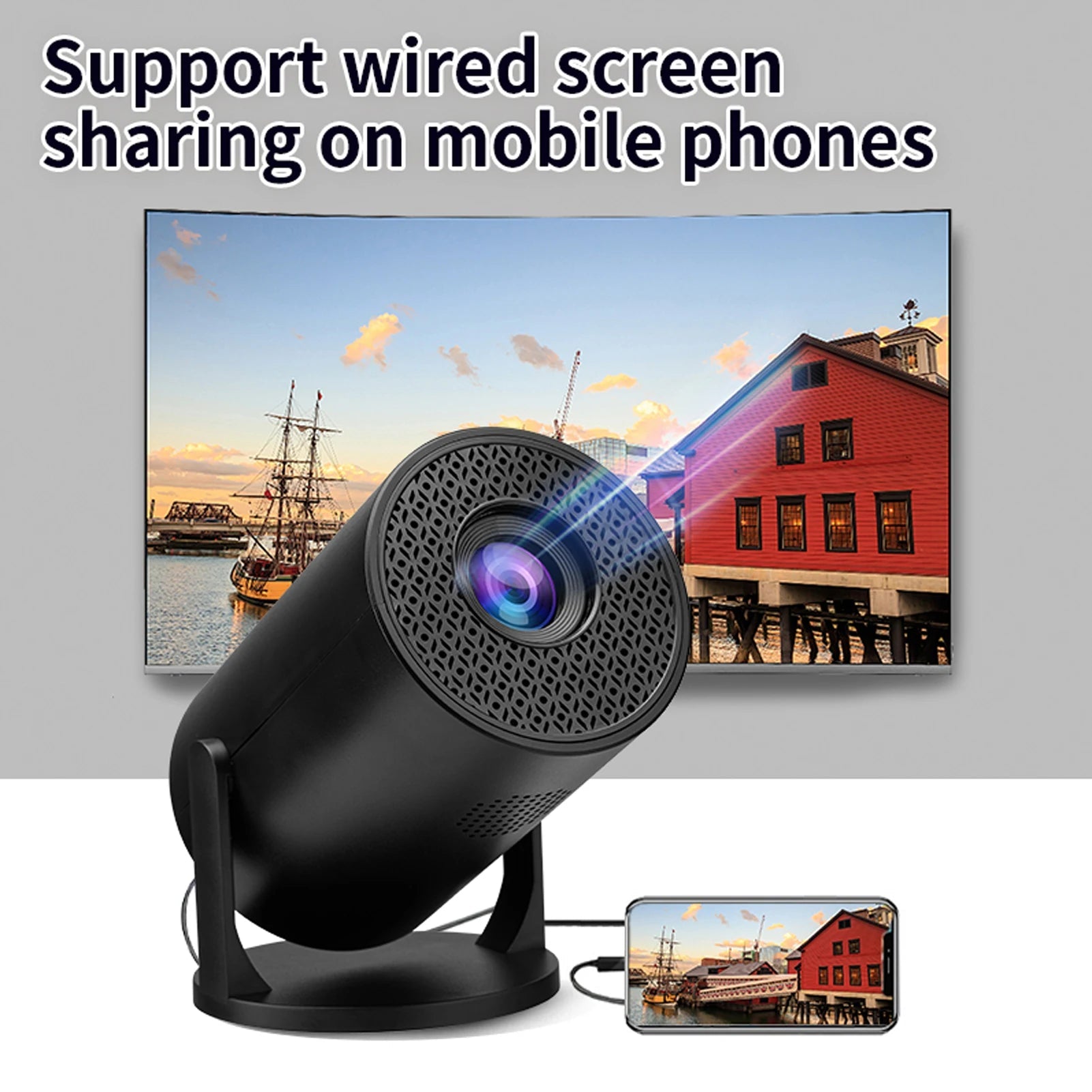 Mini Projecteur LED Noir – 8000 lumens, Compatible USB & TV Stick, Bluetooth et Wi-Fi Intégrés, Idéal pour Films, PC, Ordinateurs Portables et Smartphones🚚 Livraison rapide en 8 à 12 jours ouvrés depuis la France FelizShop
