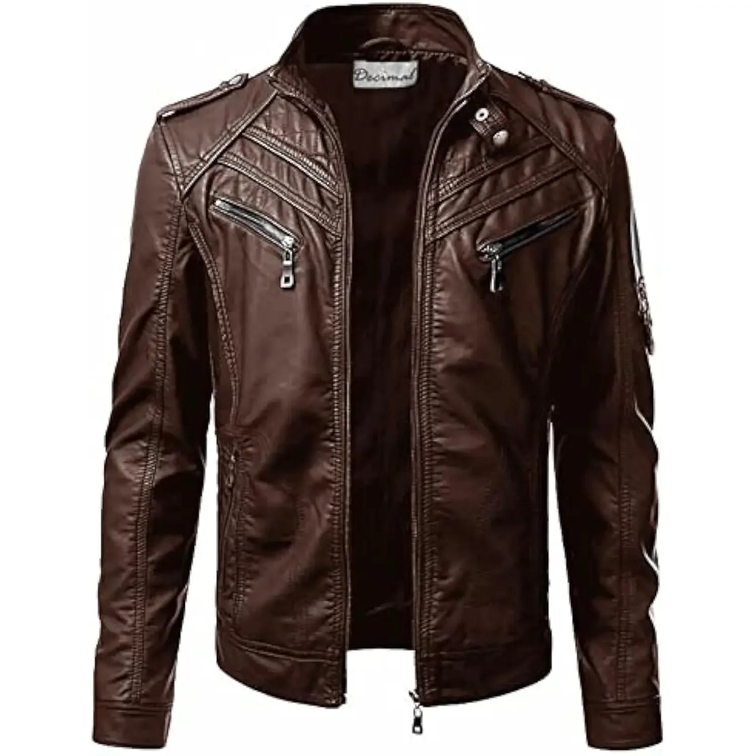 Men's Black Faux Leather Biker Jacket - Slim Fit Vintage Style Motorcycle PU Leather Jacket FelizShop