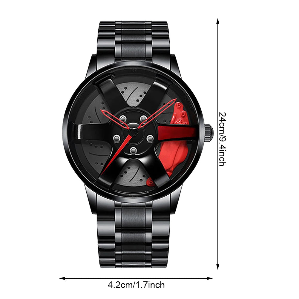 Montre Homme Sport Luxe – Quartz Acier Inoxydable Design Jante de Voiture FelizShop