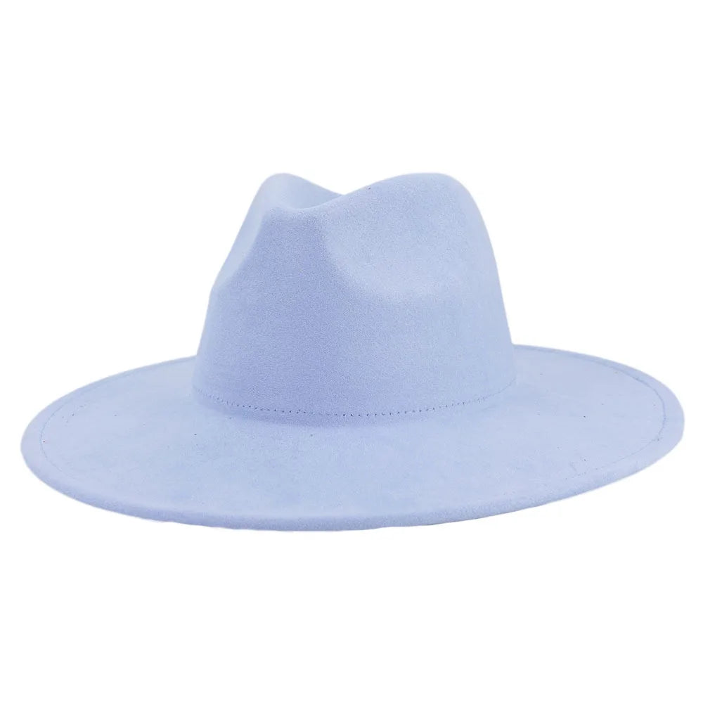 9.5 CM Big Brim Jazz Fedora Hats Men Suede Fabric Heart Top Felt Cap Women Luxury Designer Brand Party Green Fascinator Hats FelizShop