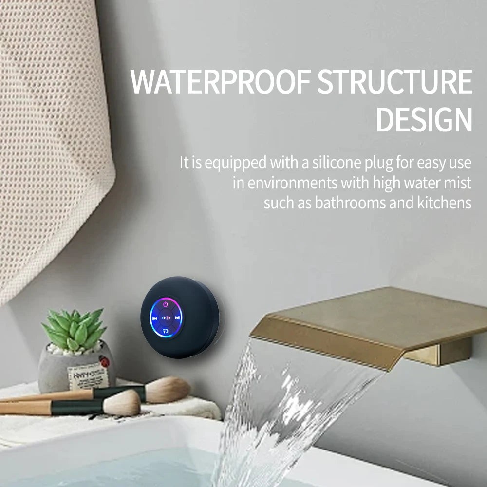 Enceinte Bluetooth Portable Sans Fil avec LED – Haut-parleur Étanche IPX4, Ventouse Puissante, Mini Son Stéréo, Idéal pour la Salle de Bain et l’Extérieur 🚚 Livraison rapide en 8 à 12 jours ouvrés depuis la Fran FelizShop