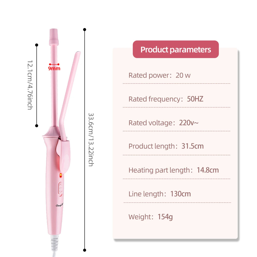 9mm Mini Hair Curling Iron Hair Curler Wand Professional Curly Tongs Ceramic Electric Salon Styling Tool Small Crimping Iron (🚚 Livraison rapide en 8 à 12 jours ouvrés depuis la France ) FelizShop