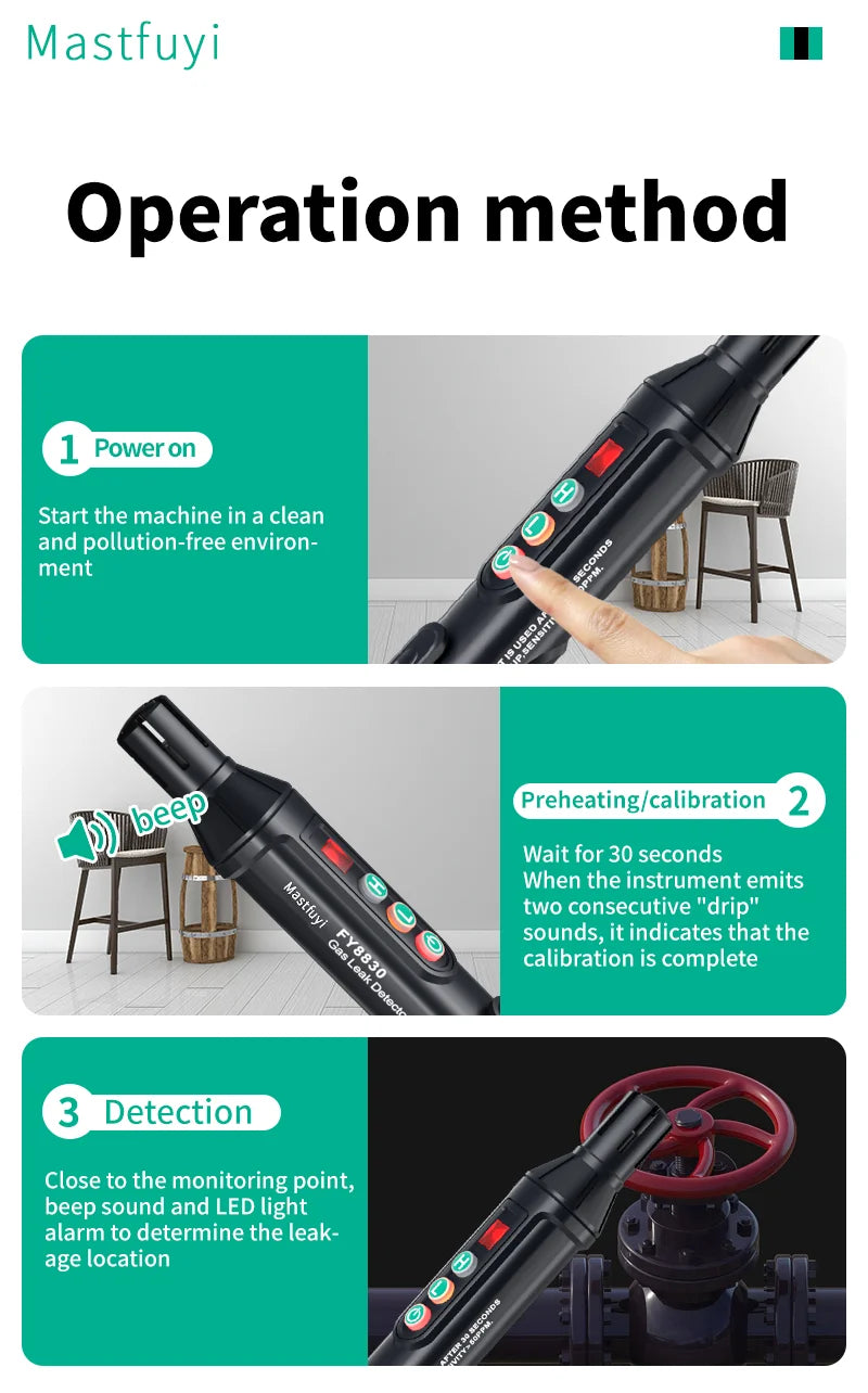 Détecteur de Fuite de Gaz Portable MASTFUYI – Alarme Sonore & Lumineuse FelizShop