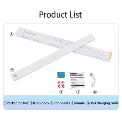 LED Cabinet Light USB Type-C Rechargeable Motion Sensor Led Lamp for Kitchen Wardrobe Cabinet Lighting 20cm/30cm/40cm/50cm/60cm 🚚 Livraison rapide en 8 à 12 jours ouvrés depuis la France FelizShop